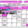 CALENDRIER DU MOIS DE JANVIER- Résistance Montréal